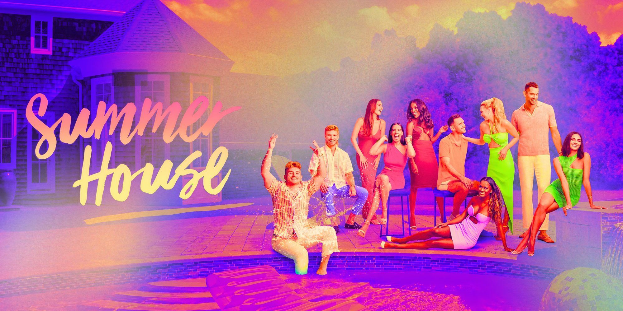 Gambar promo pemeran Summer House Musim 8 dengan West, Kyle, Amanda, Danielle, Gabby, Carl, Lindsay, Ciara, Jesse, dan Paige