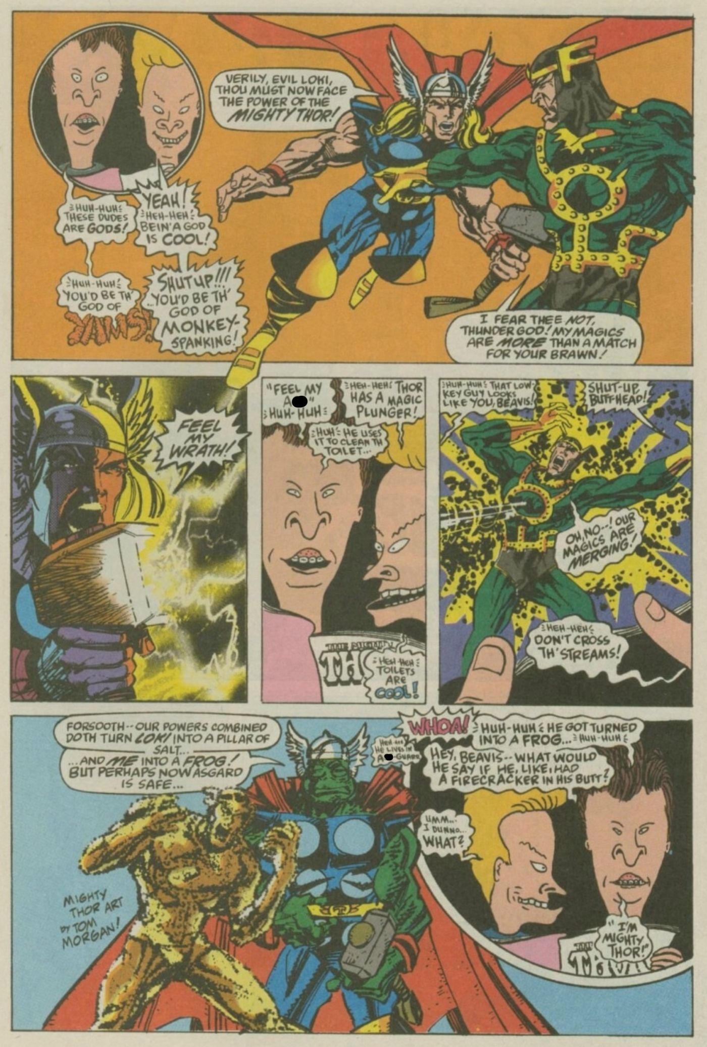 Beavis e Butt-Head lendo uma edição de The Mighty Thor.