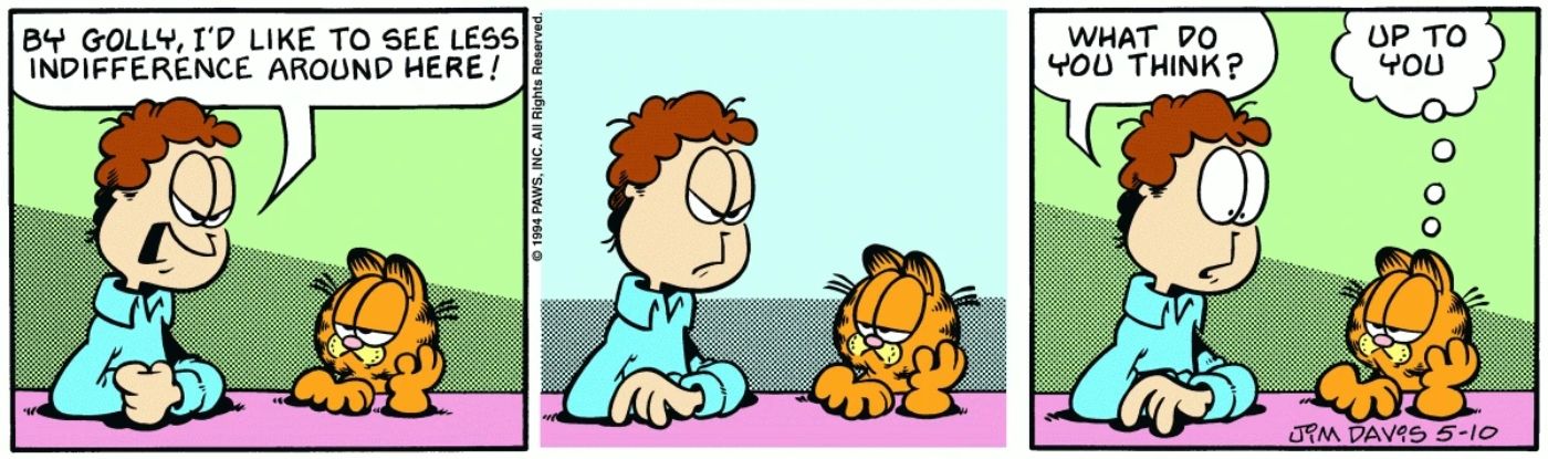 Garfield being spitefully indifferent toward Jon.