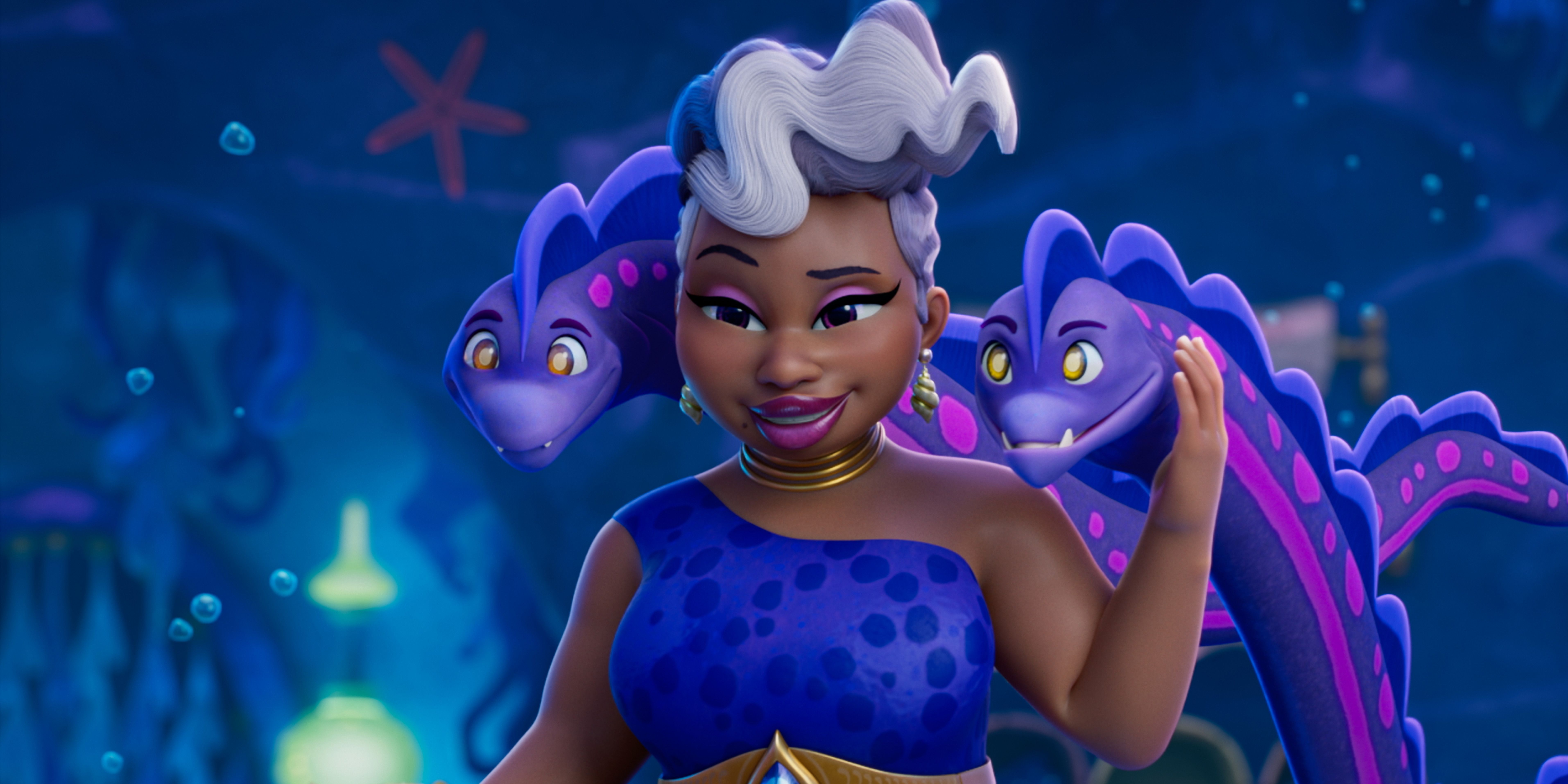 Ursula acariciando suas enguias em Ariel do Disney Junior.