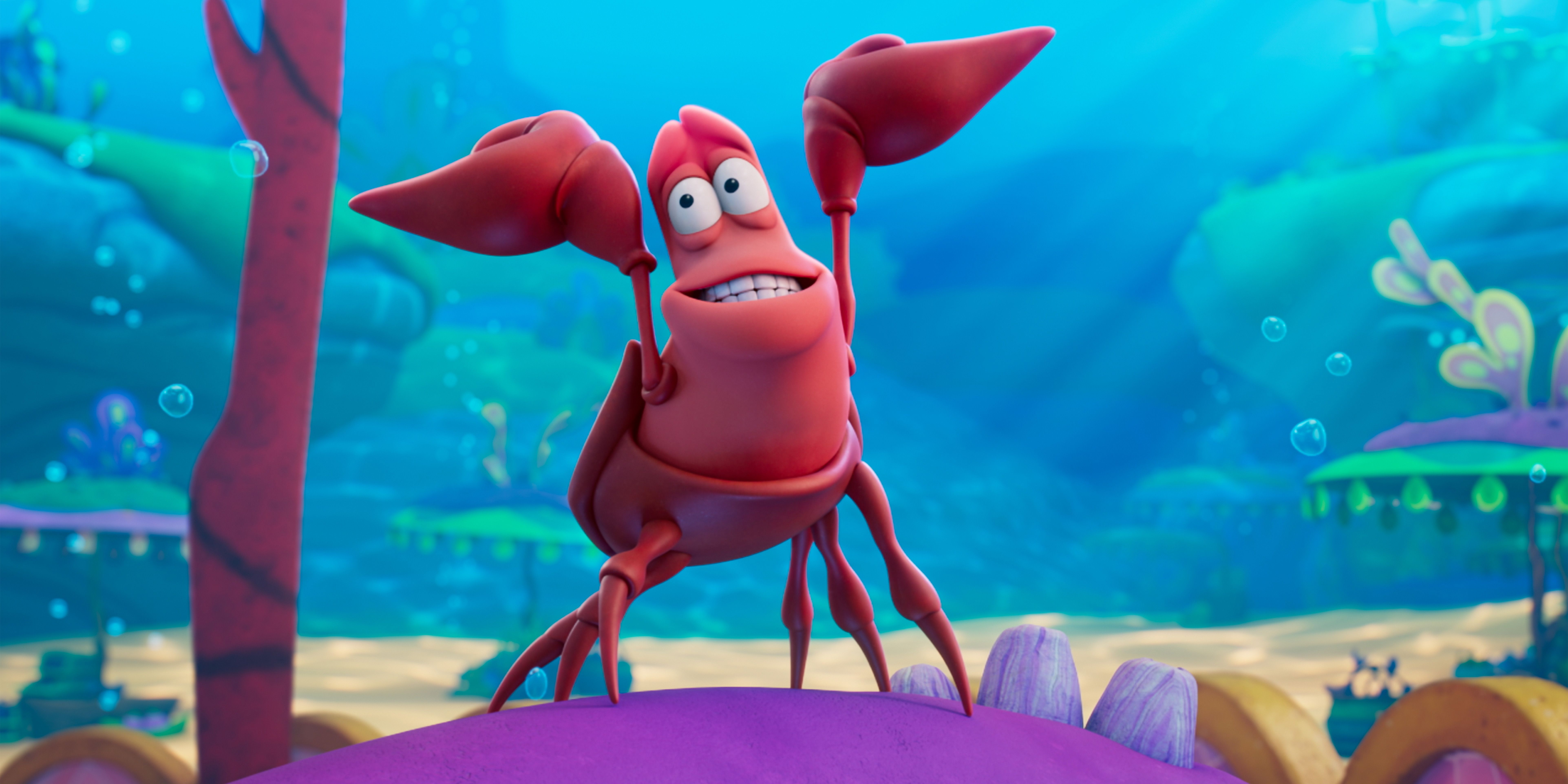 Sebastian with his claws in the air in Disney Junior's Ariel.