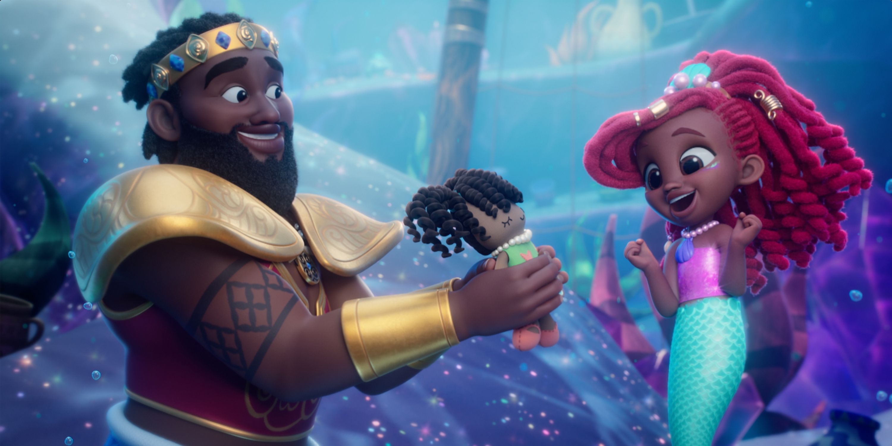 Triton gives Ariel a gift in Disney Junior's Ariel.