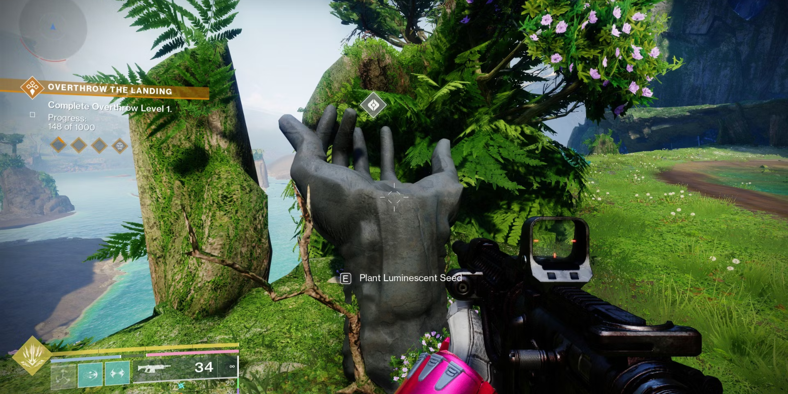Um jogador se aproximando de um Black Hand Cluster em Destiny 2 