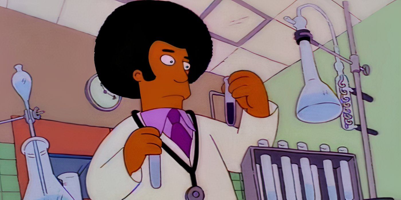 Dr. Hibbert with an afro in a flashback scene in The Simpsons