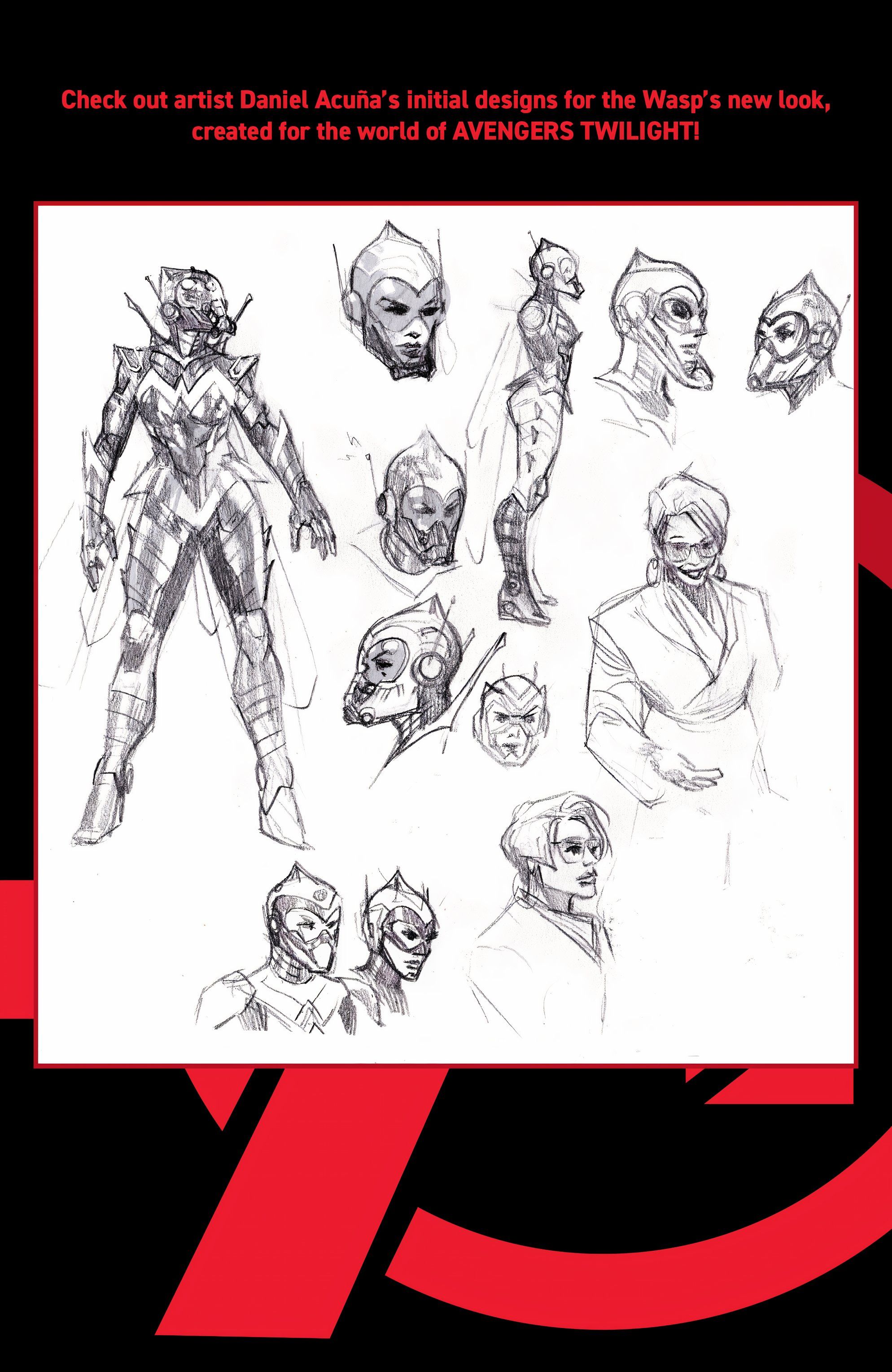 The Wasp's new costume in concept art form including her civilian look