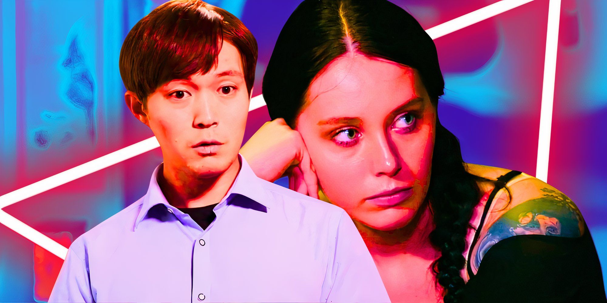 90 Day Fiance&rsquo;s Jihoon looks slightly stunned &amp; Deavan rests her hand on her face.