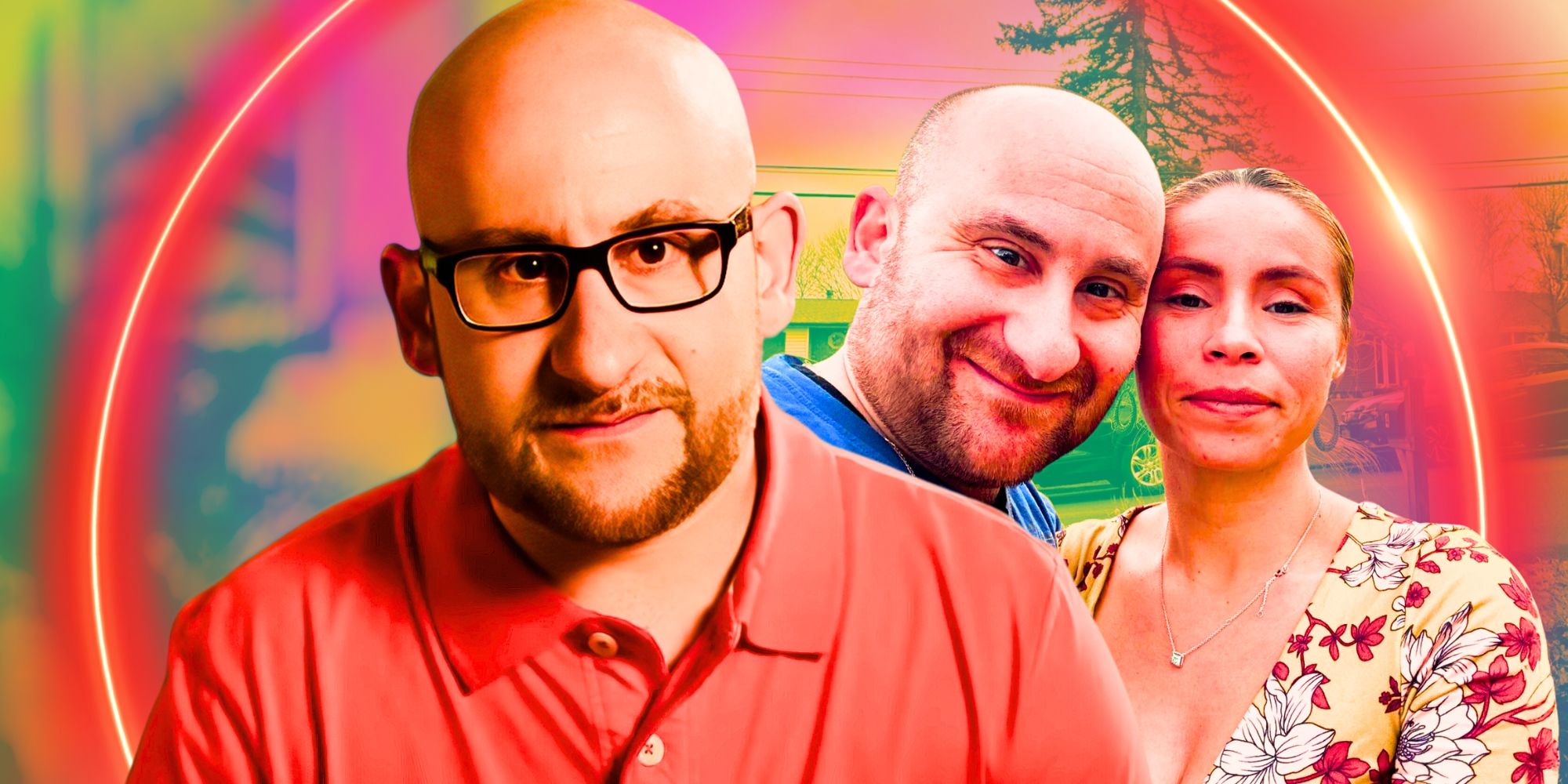 90 Day Fiancé’s Mike Berk in image from the show and background of him and wife