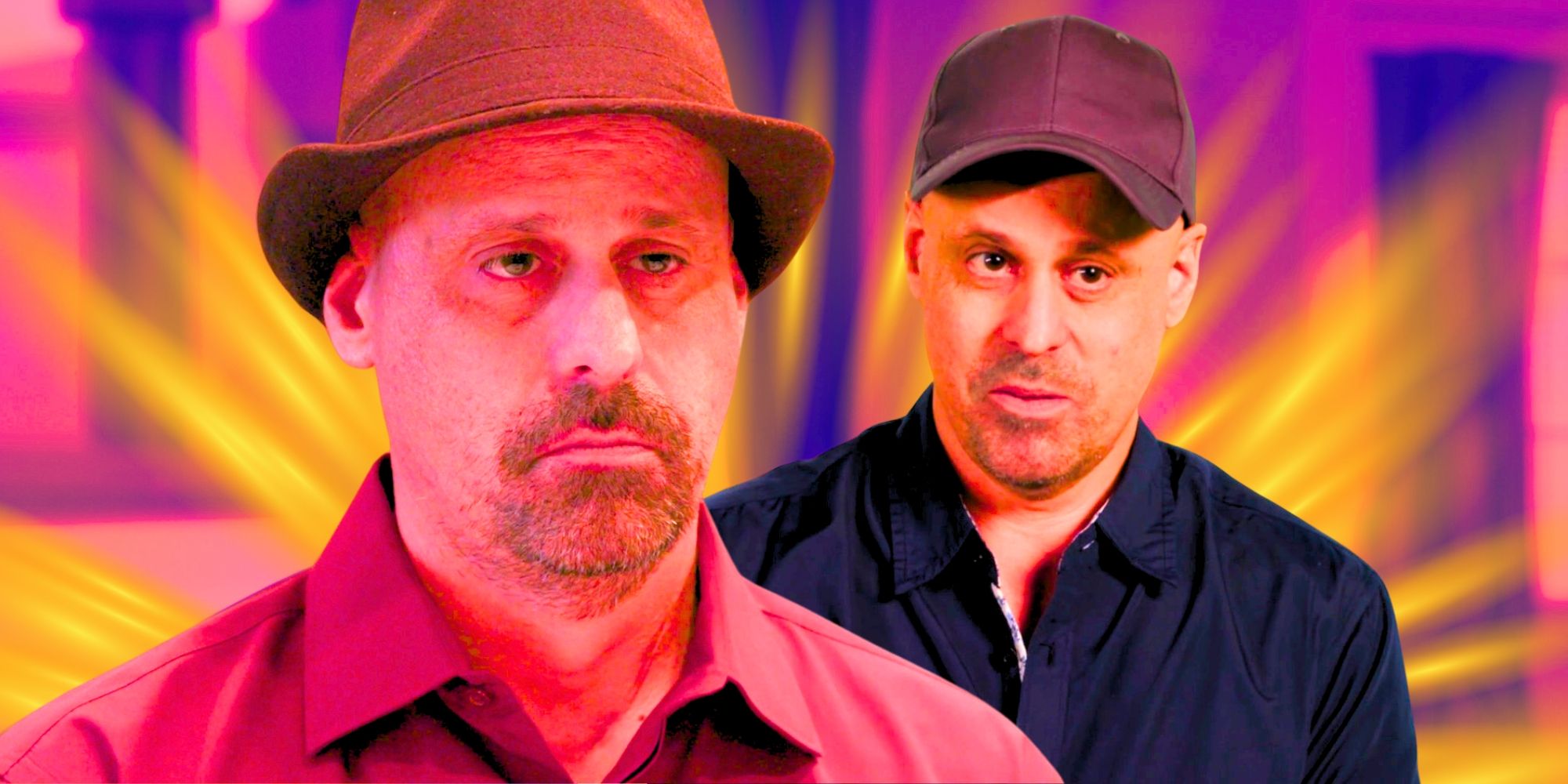90 Day Fiancé Gino Palazzolo looking sad in brown hat and maroon shirt