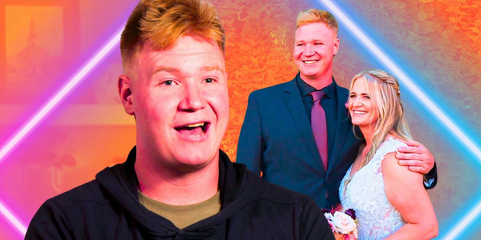 up close image of paedon from sister wives with another image of him with Christine on her wedding day
