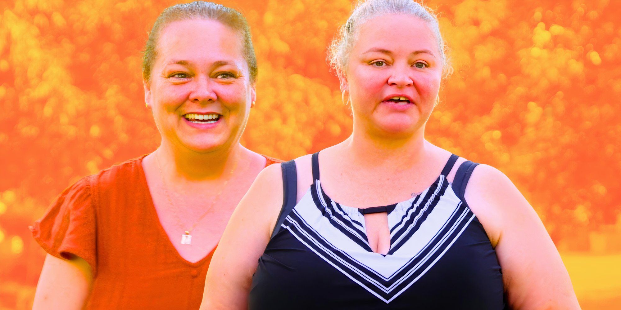 montage of Misty and Amanda with orange background