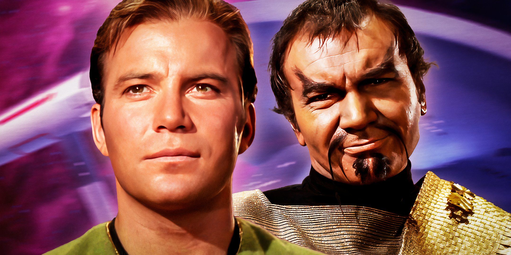 Captain Kirk and the Klingon Commander Kor in Star Trek.