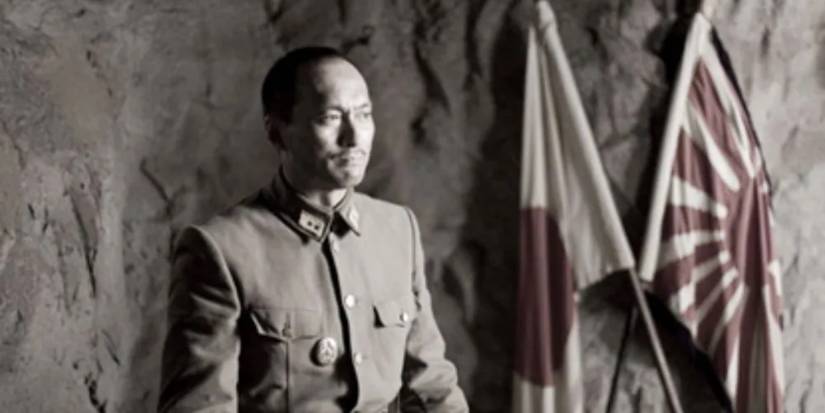 A soldier looking off in Letters from Iwo Jima