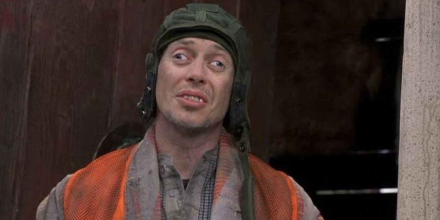 Steve Buscemi as Crazy Eyes stood in the street in Mr. Deeds.