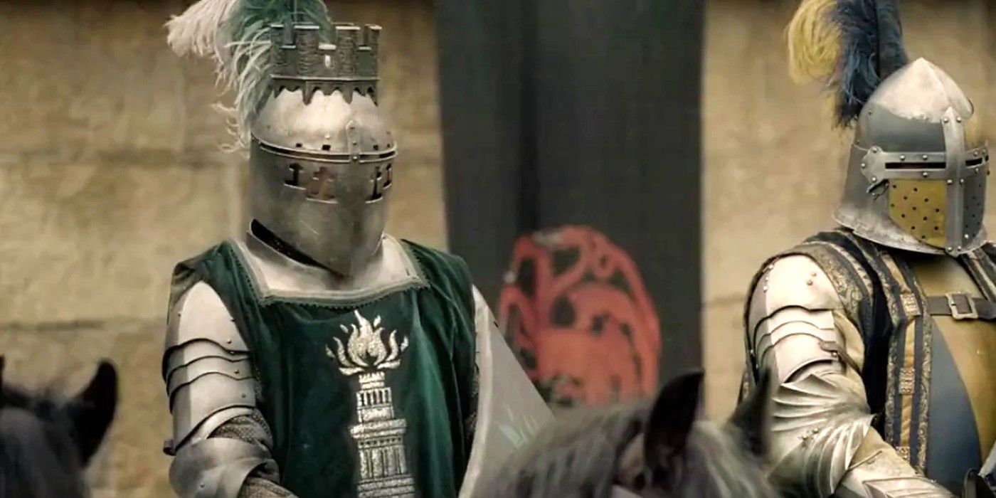 A masked Ser Gwayne Hightower at the King's Tourney in House of the Dragon season 1 episode 1