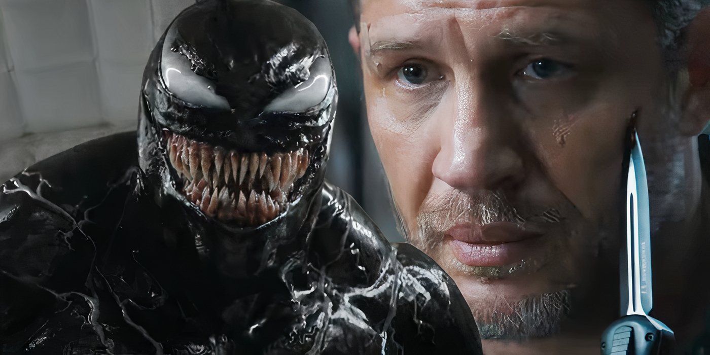 A split image of Venom and Eddie Brock in Venom The Last Dance
