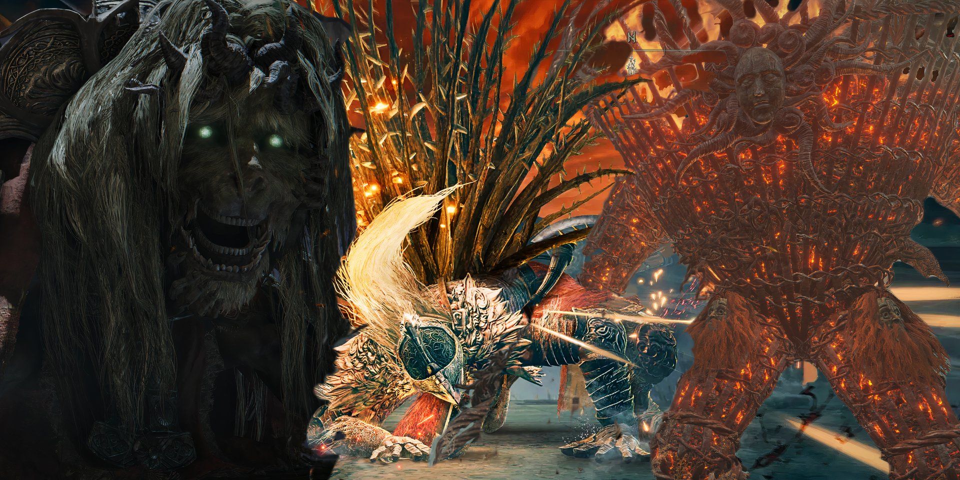 Ternoda diserang oleh bos Divine Beast dan Furnace Golem dalam tangkapan layar dari Elden Ring.