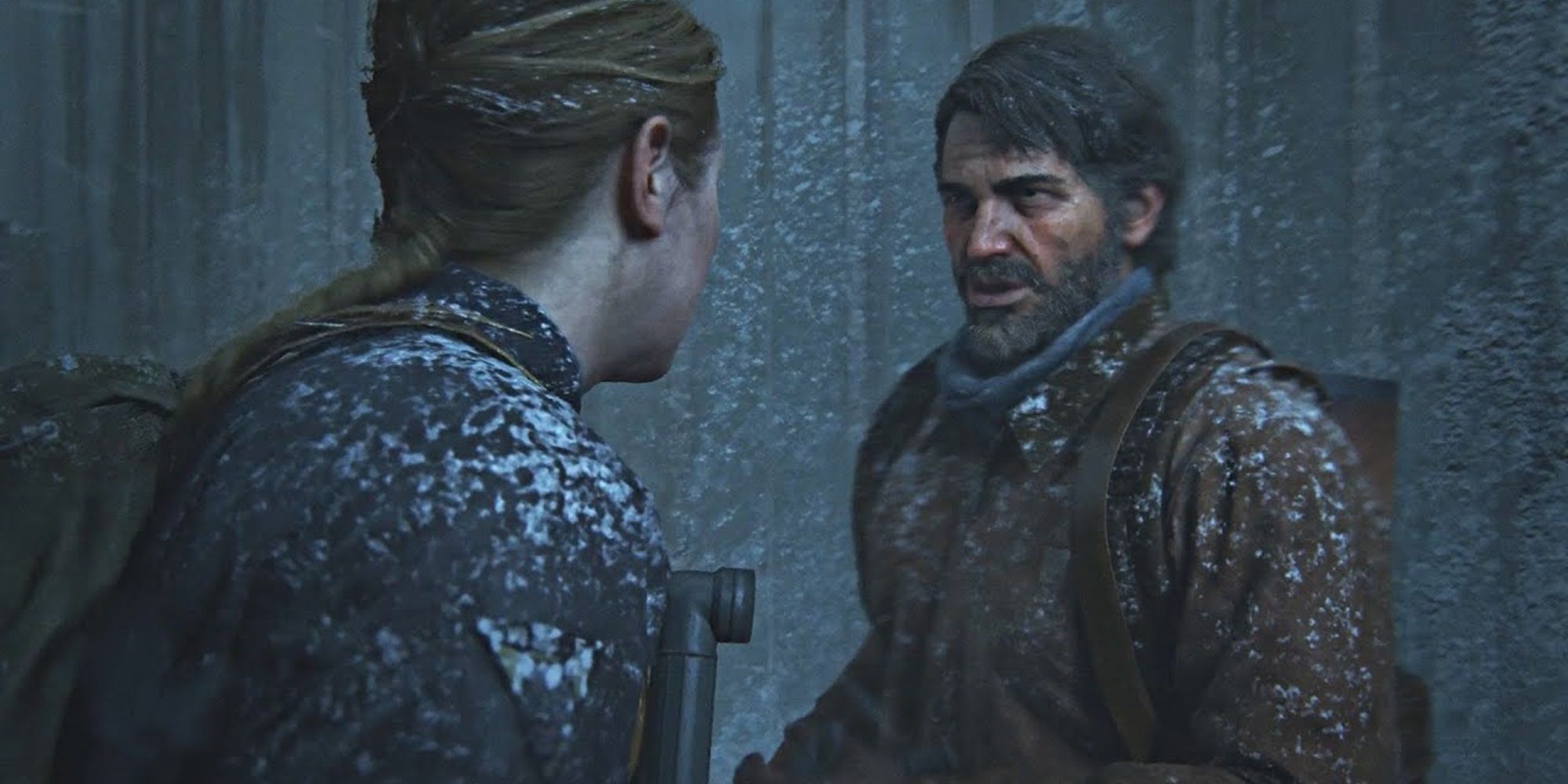 Abby looks at Joel in The Last of Us Part II