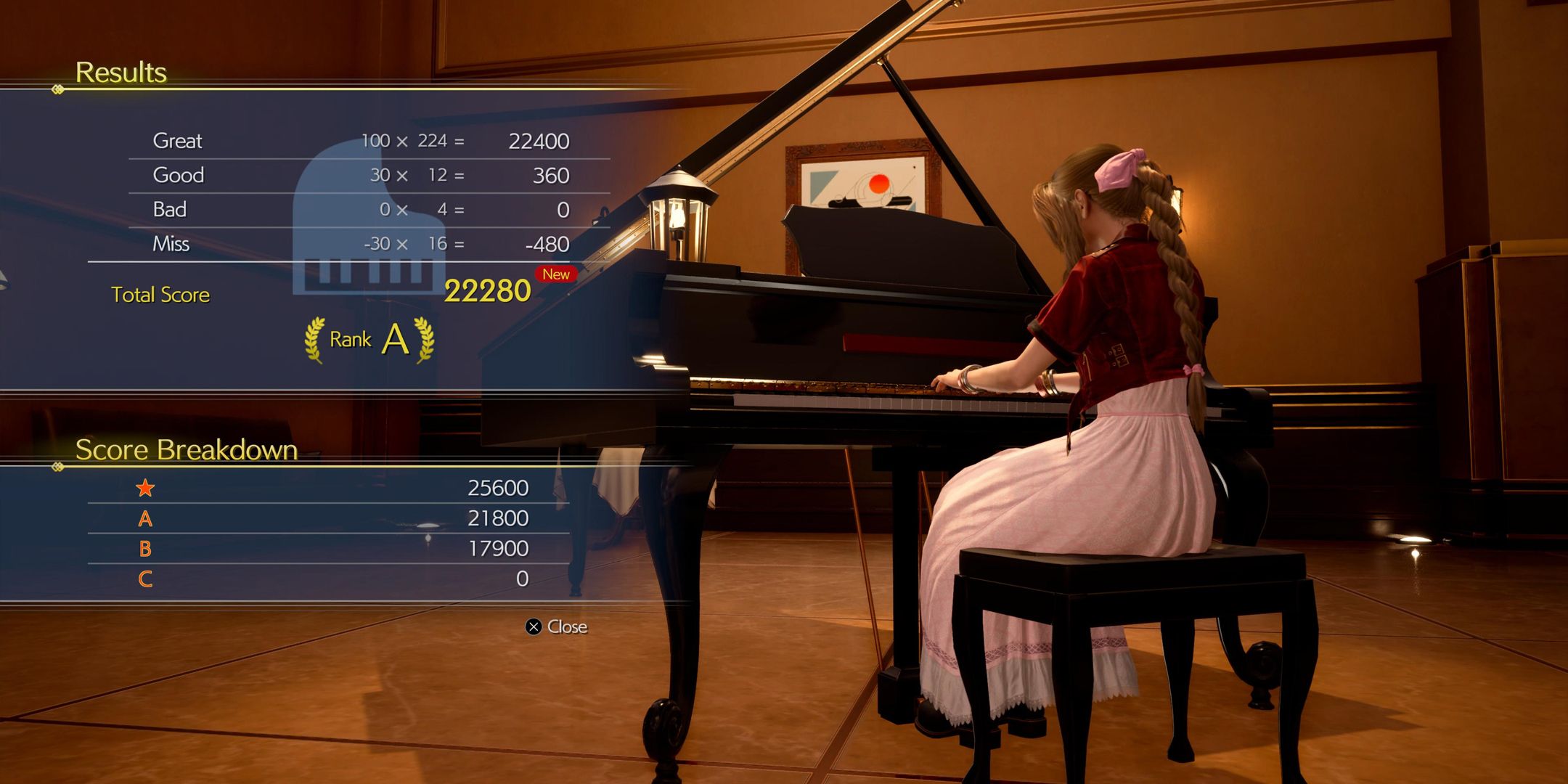 Aerith obteve uma classificação A em uma faixa de piano em FF7 Rebirth.