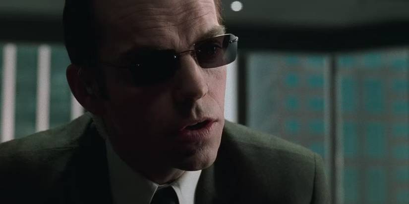 Hugo Weaving as Agent Smith in The Matrix.