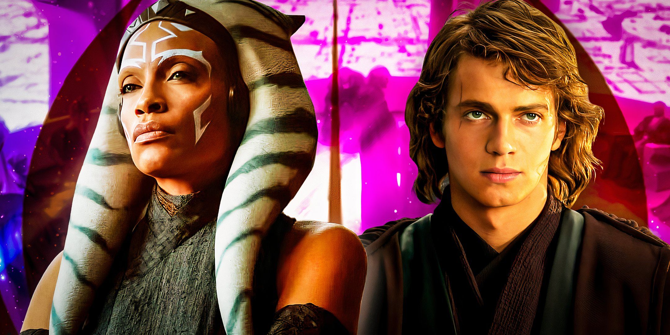 Rosario Dawson&rsquo;s Ahsoka Tano and Hayden Christensen&rsquo;s Anakin Skywalker in Revenge of the Sith, edited together
