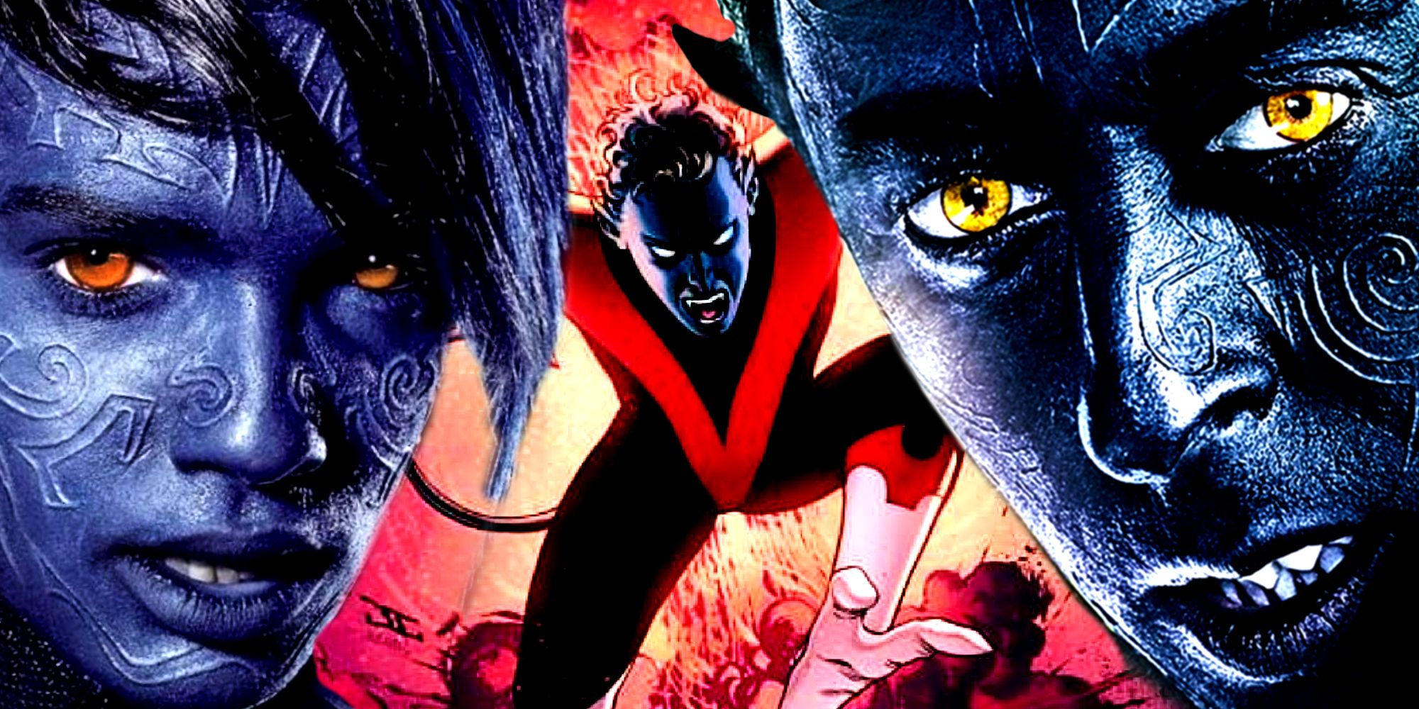 Alan Cumming and Kodi Smit-McPhee as Nightcrawler in X2 and X-Men Apocalypse with Kurt Wagner teleporting in Marvel Comics