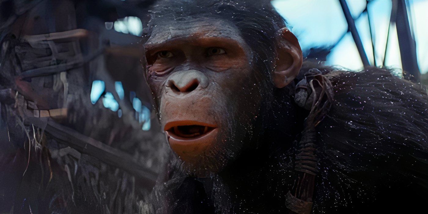 An Ape with Its Mouth Open in Kingdom of the Planet of the Apes