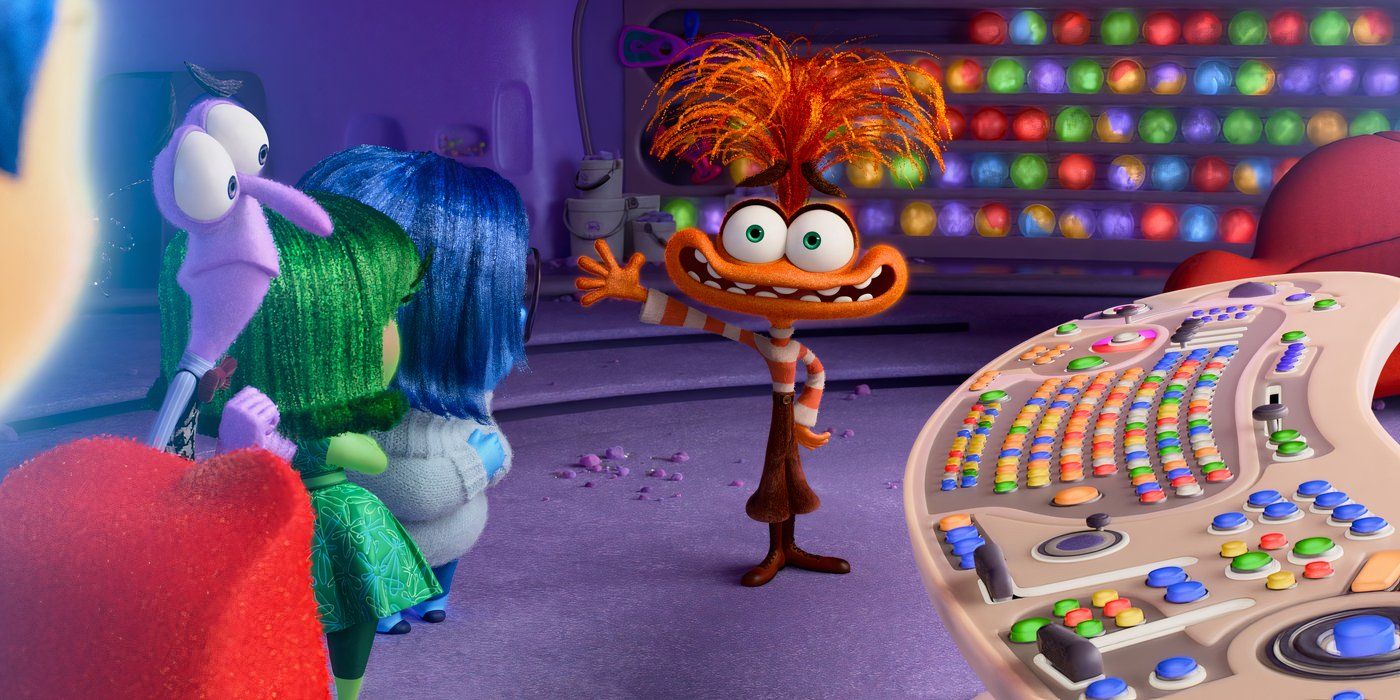 Anxiety introduces herself to the other emotions in Inside Out 2
