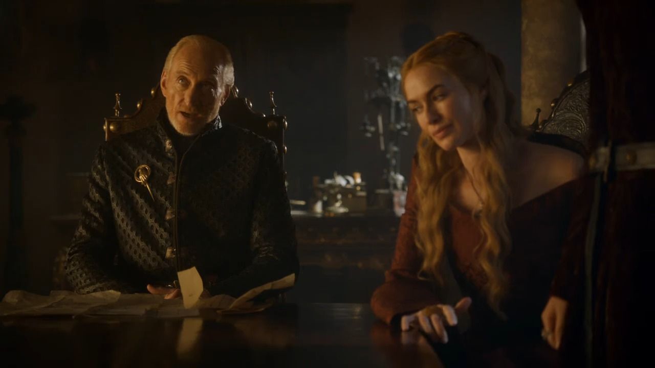 Tywin Lannister e Cersei Lannister em Game of Thrones