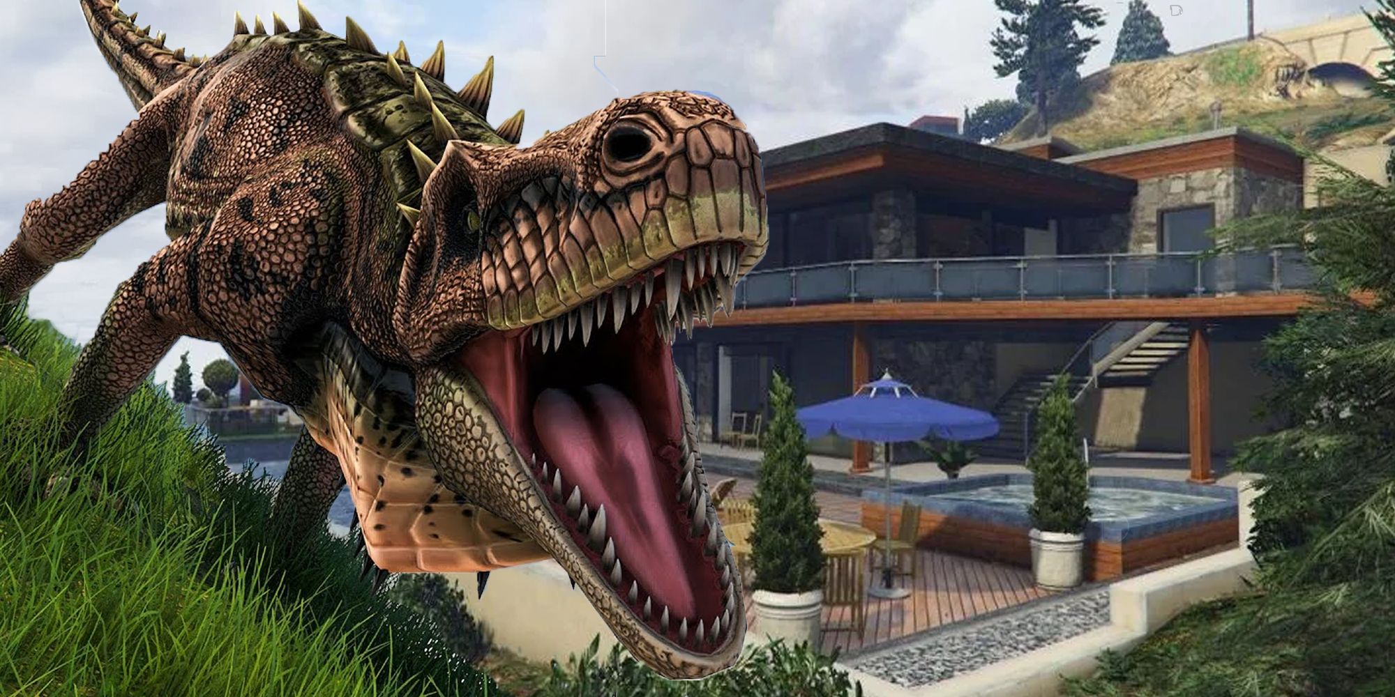 ARK x GTA - Dinosaur at Franklin&rsquo;s luxury house