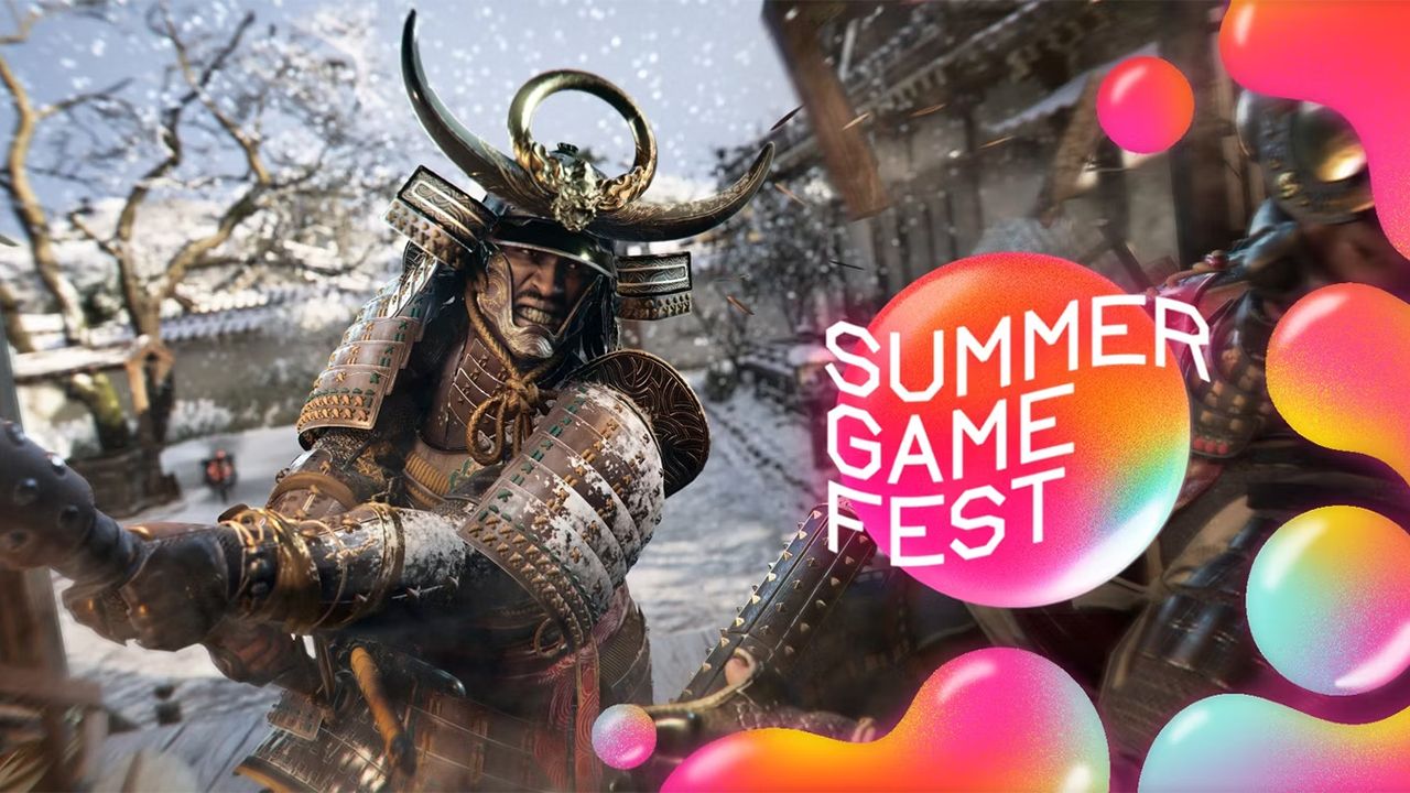 Assassin's Creed Shadows: a fighter in combat in the snow with the Summer Game Fest logo.