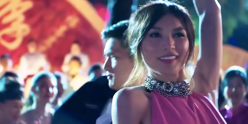 Astrid (Gemma Chan) at wedding reception in Crazy Rich Asians