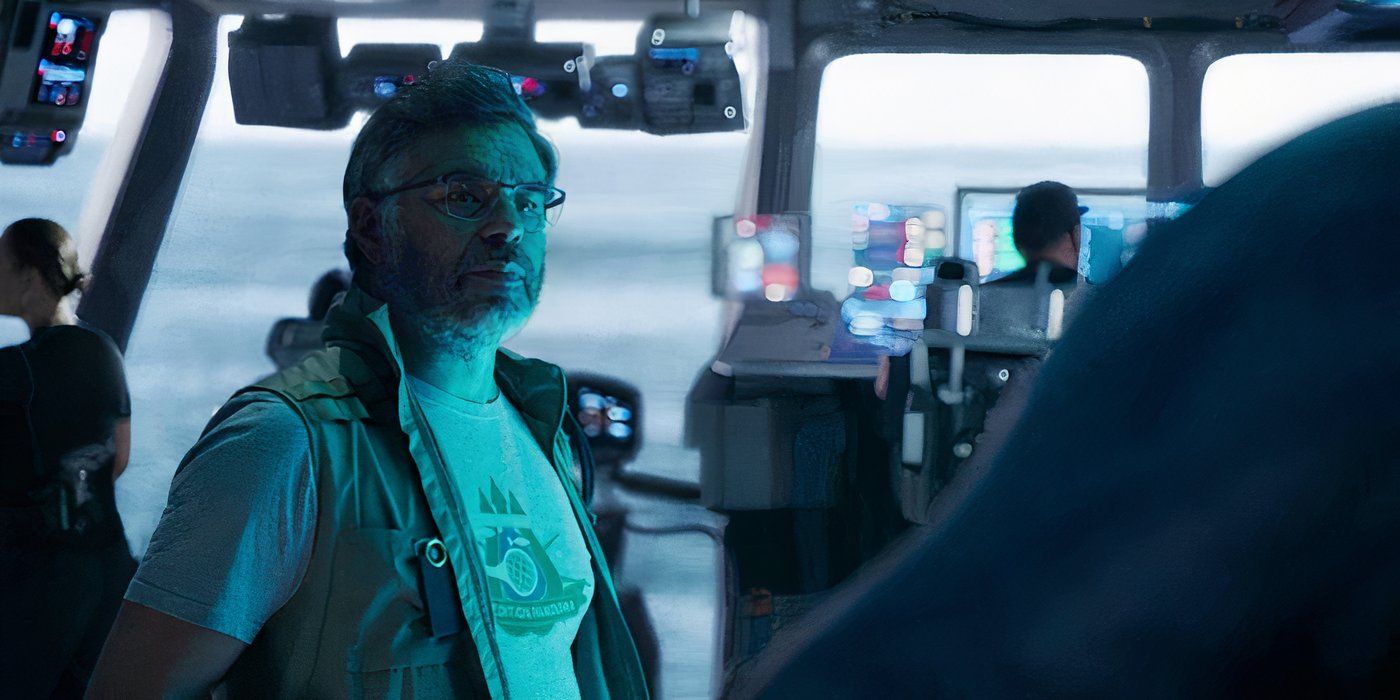 Dr. Garvin looks over his shoulder in Avatar: The Way of Water