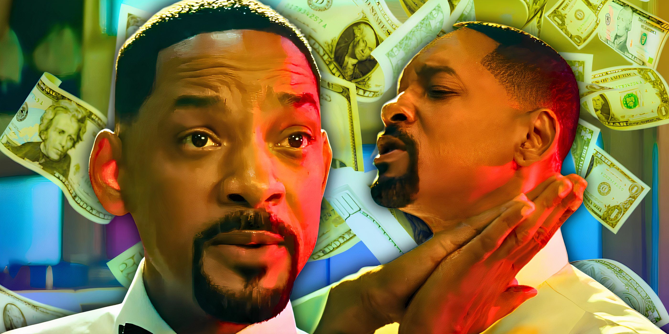 Will Smith in Bad Boys: Ride or Die with money behind him