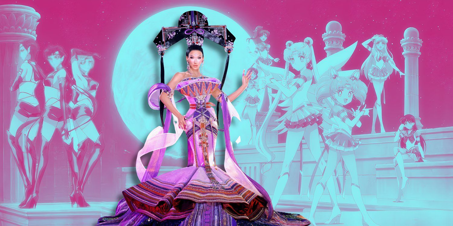 A collage style image featuring Sailor Moon official artwork and Plastique from RuPaul&rsquo;s Drag Race