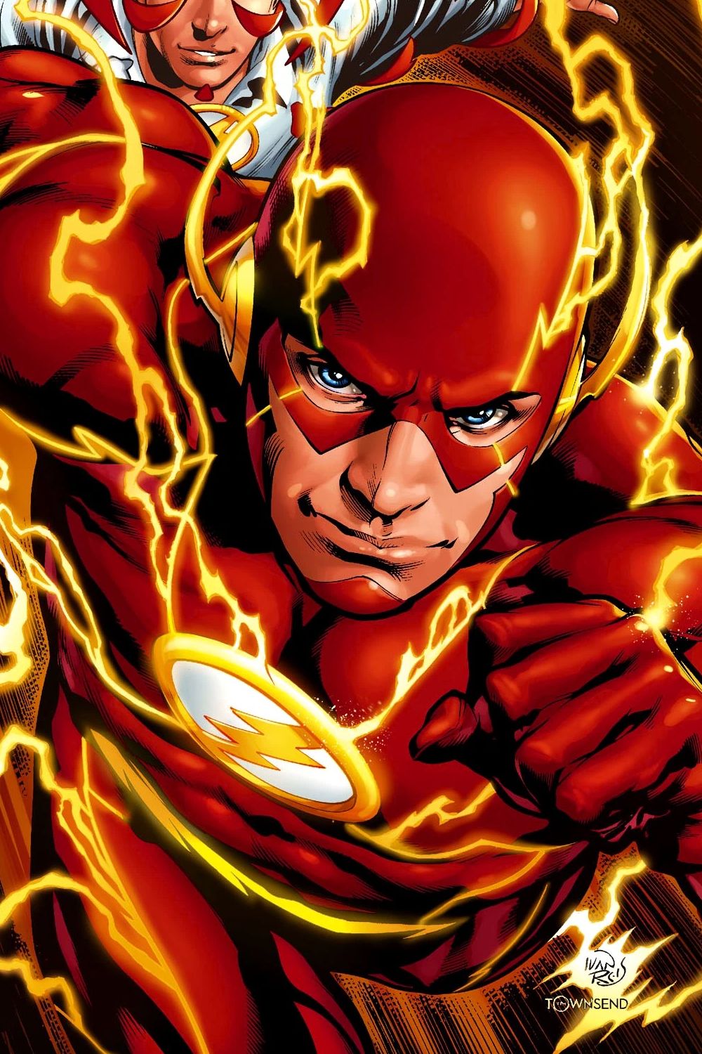 Barry Allen as The Flash Running in Comic Art