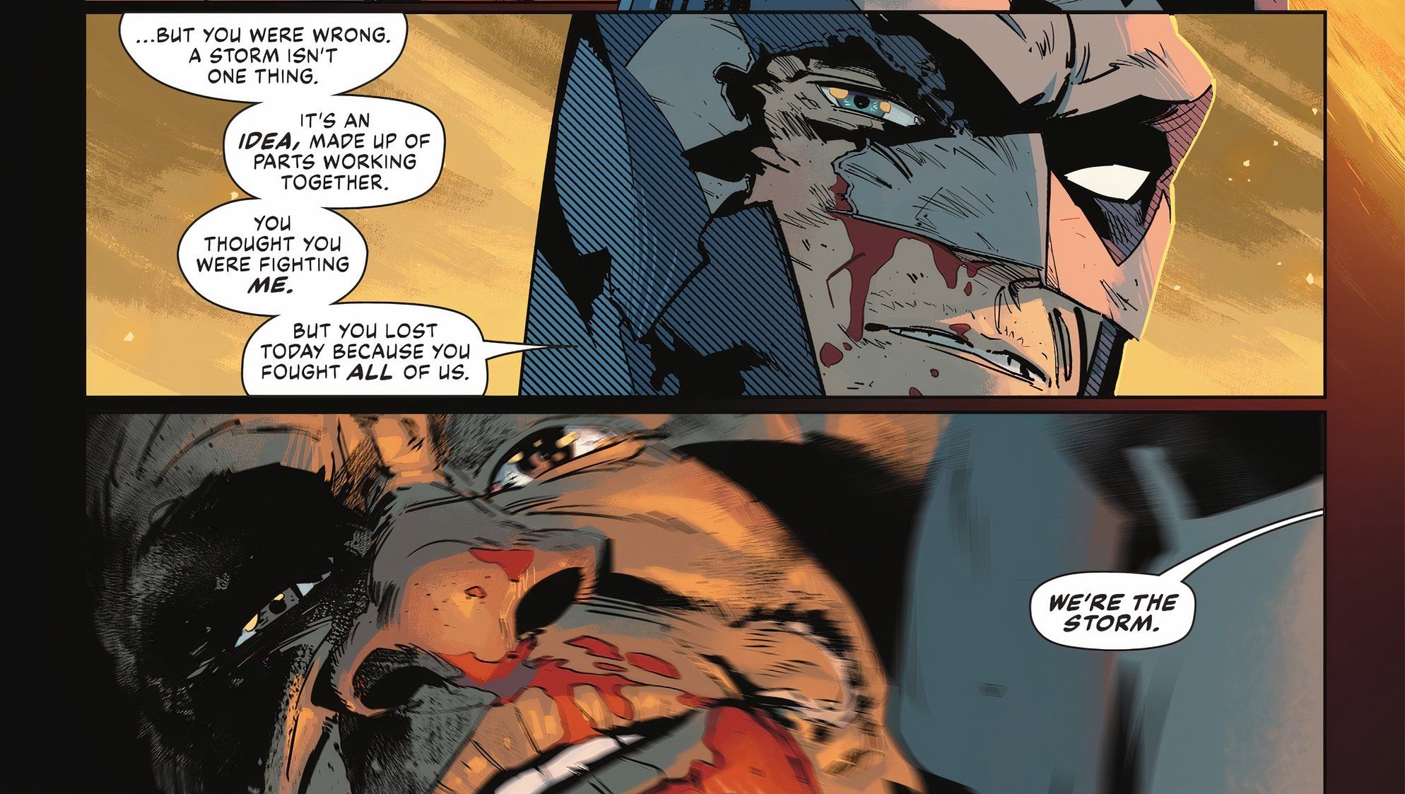 Batman #148 Bruce Wayne monologuing about being the storm part 2