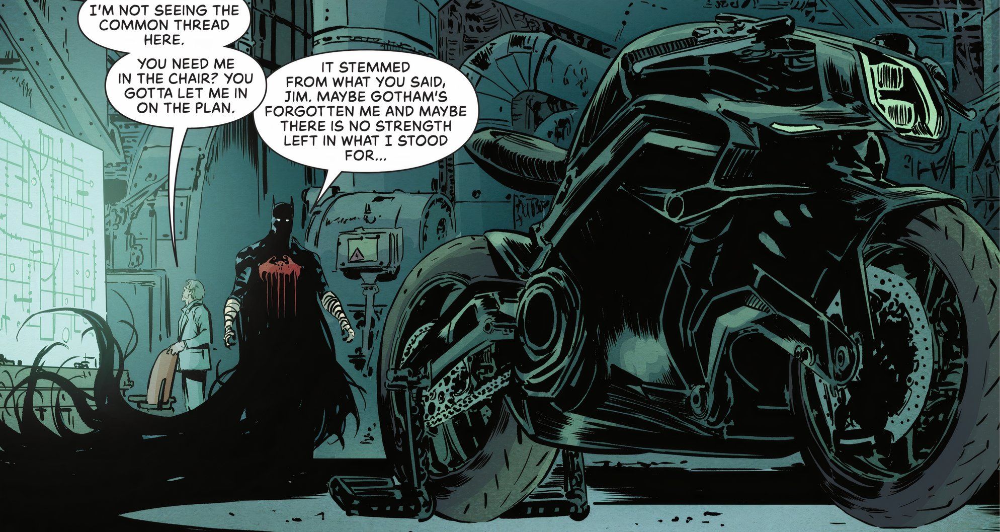 Batman e Comissário Gordon em Detective Comics #1085 apresentando nova motocicleta