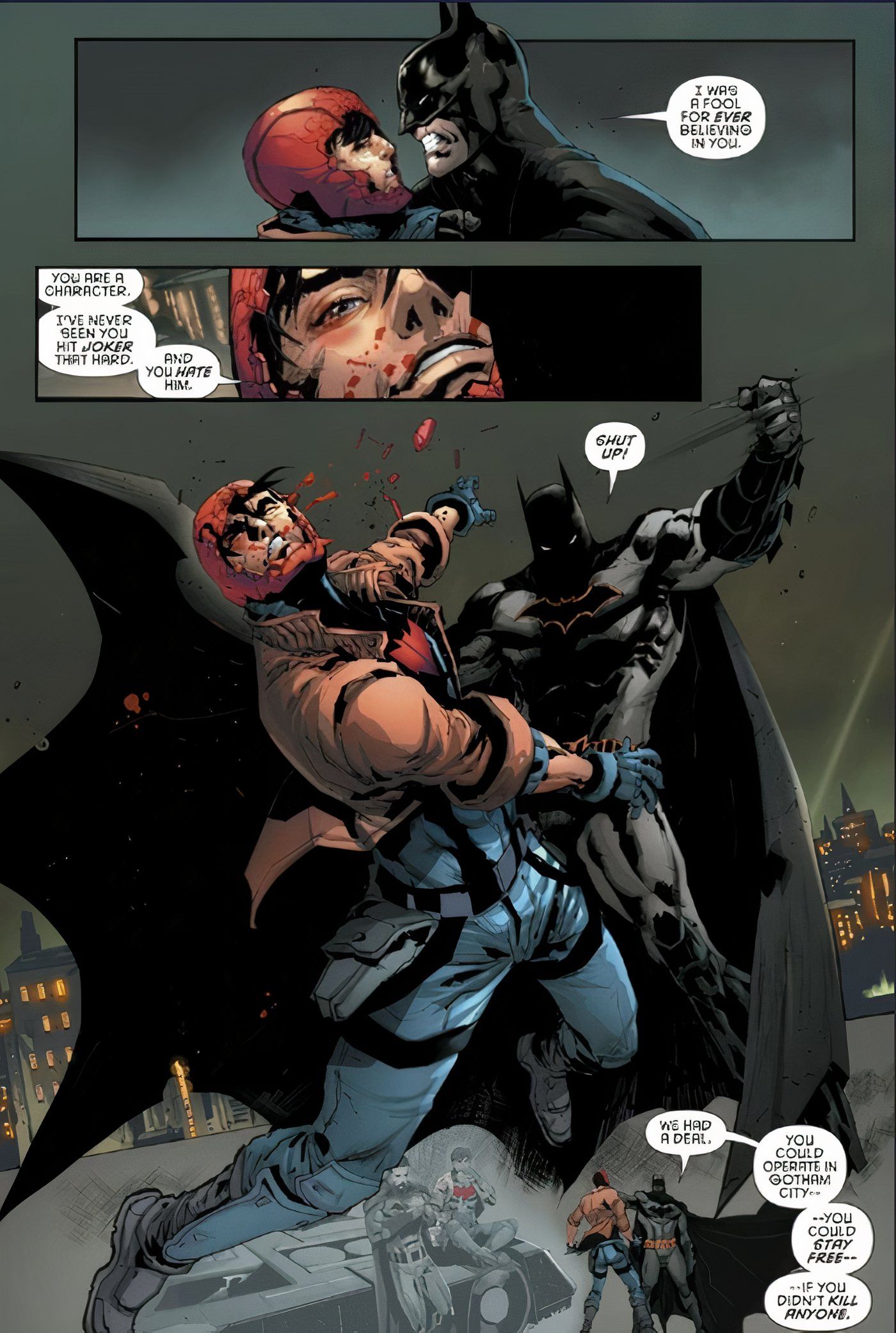 Batman beating Red hood up terrible Red hood and the Outlaws 
