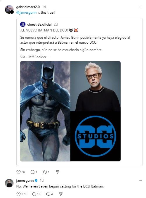 James Gunn desmascara mais rumores do DCU sobre Batman