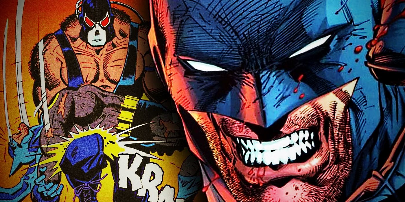 Batman Face with Bane Breaking His Back in DC Comics Art