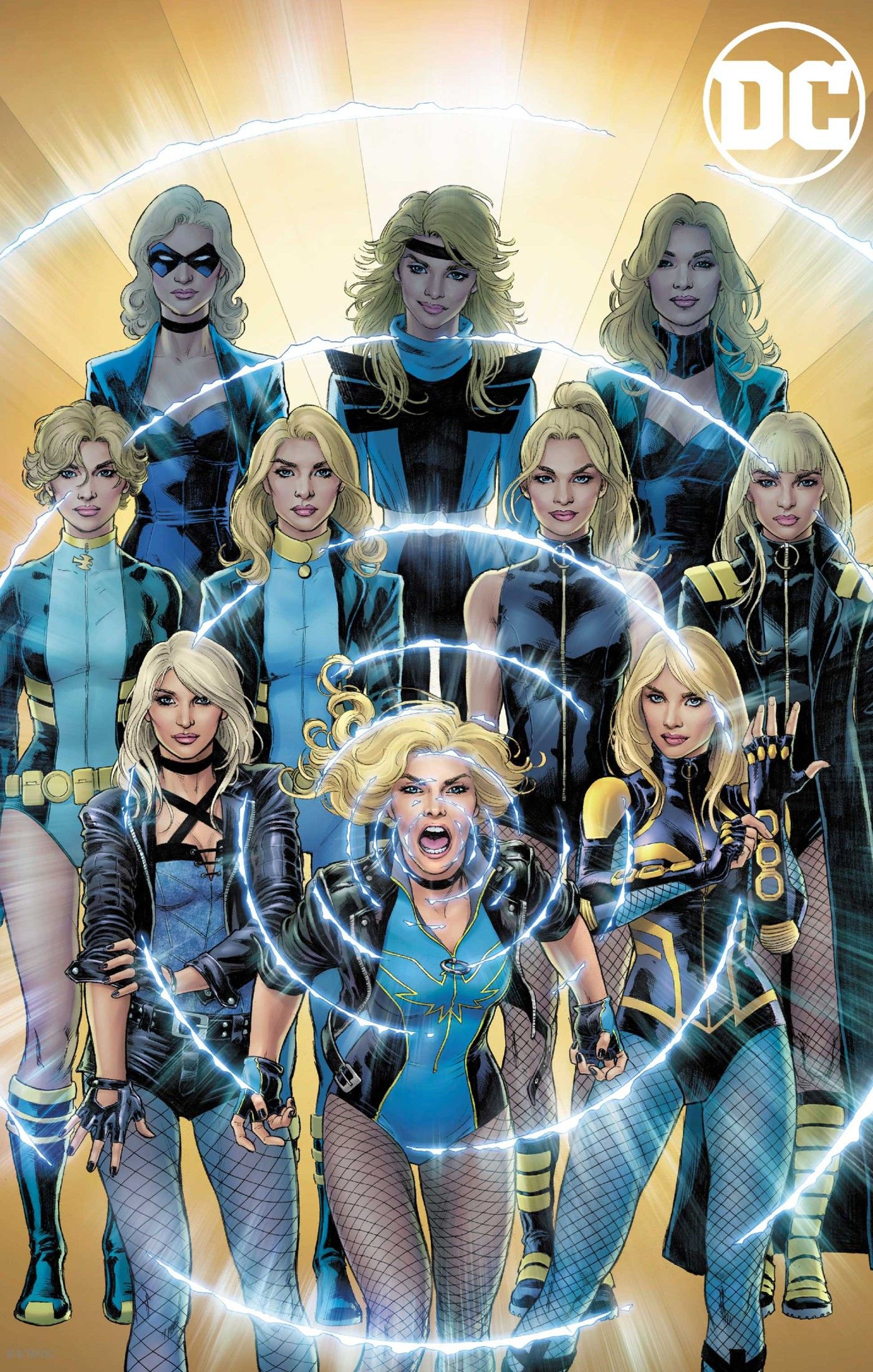 Birds of Prey #13 Nicola Scott Artist Spotlight Variant apresentando diferentes versões de Black Canary.