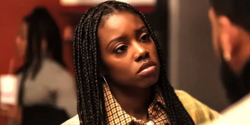 Birgundi Baker as Kiesha Williams looking upset with someone in The Chi (1)