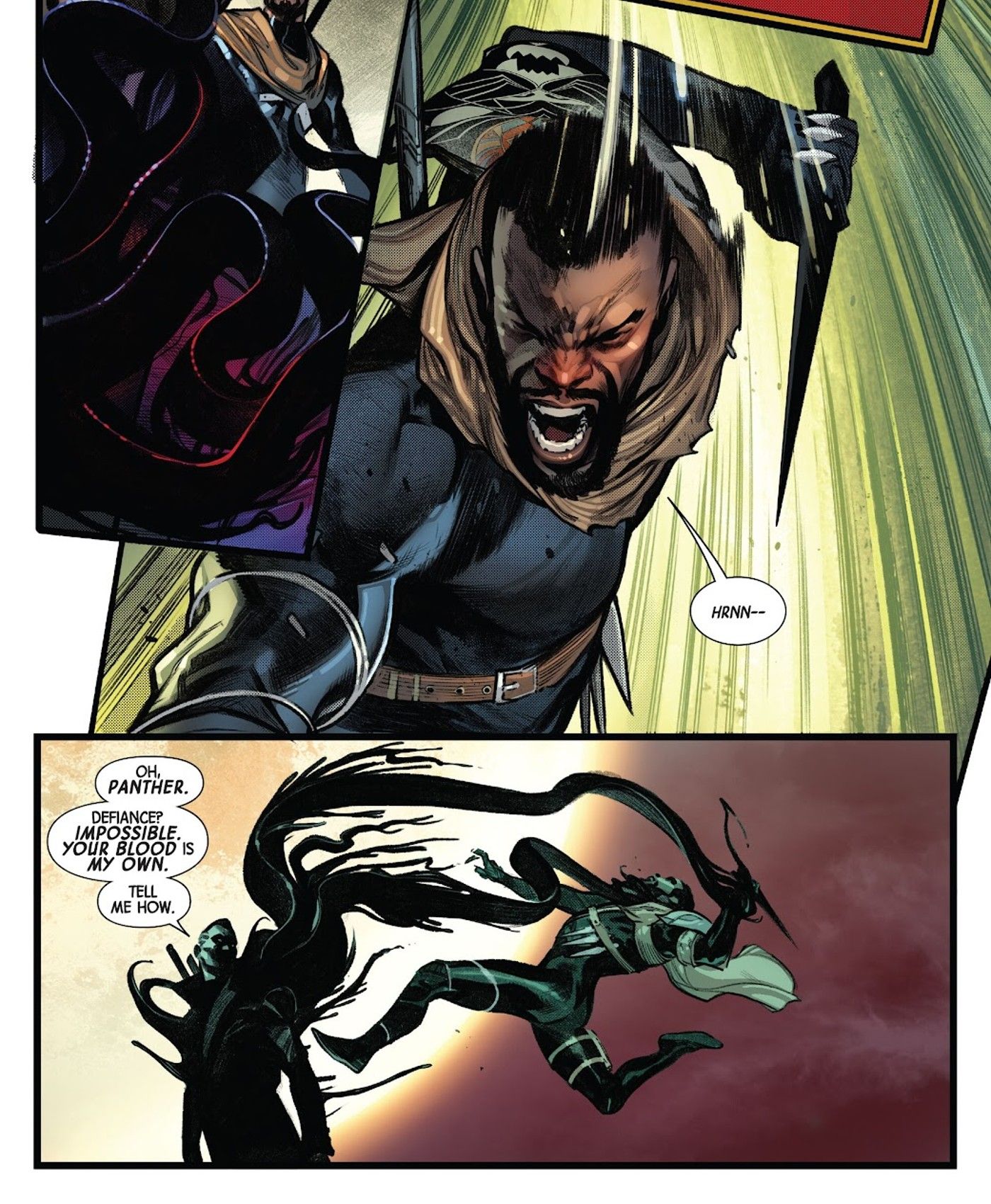Blood Hunt #4, Black Panther rebels and tries to attack his vampire master Blade.