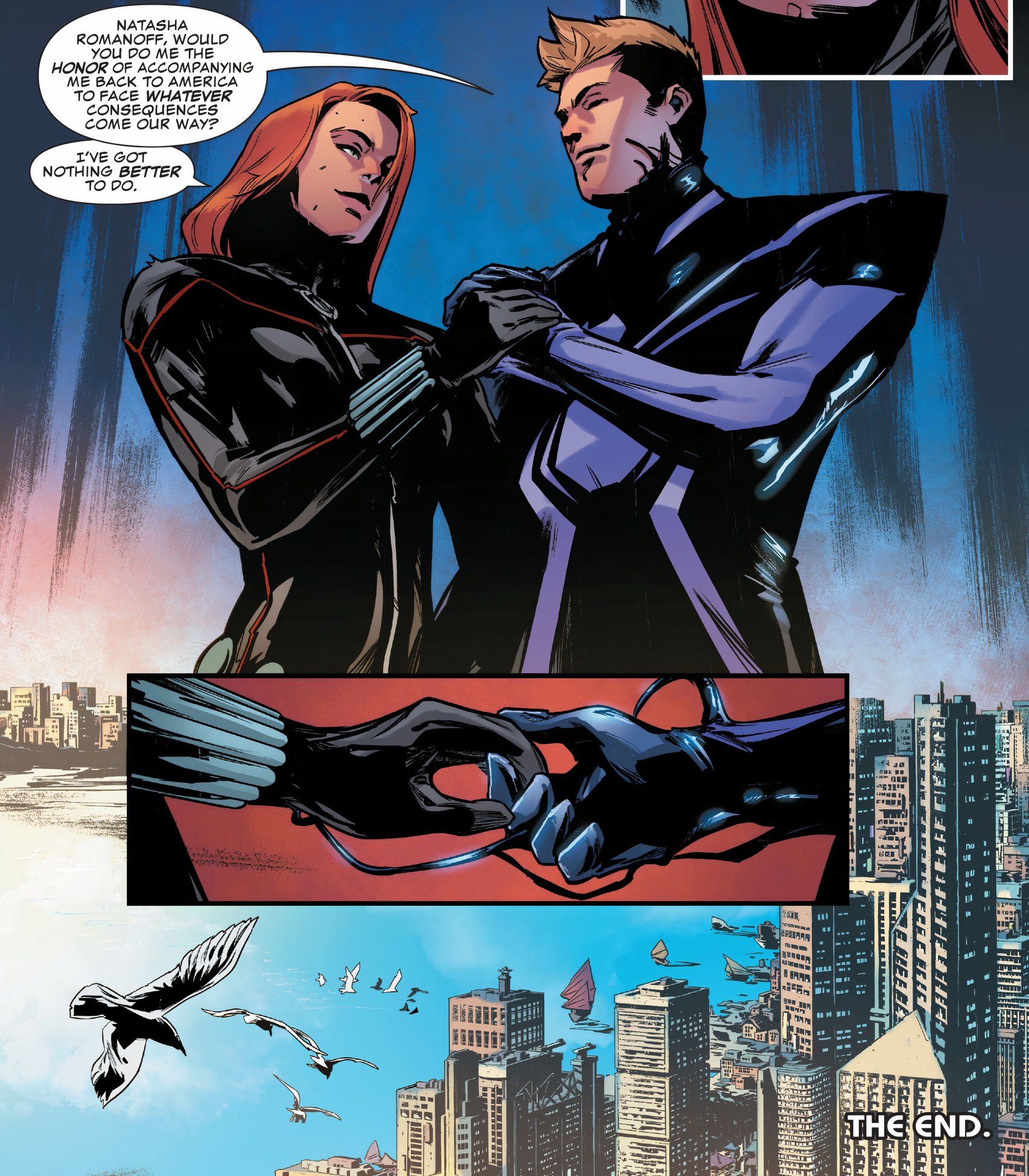 Black Widow and Hawkeye share the symbiote between them.