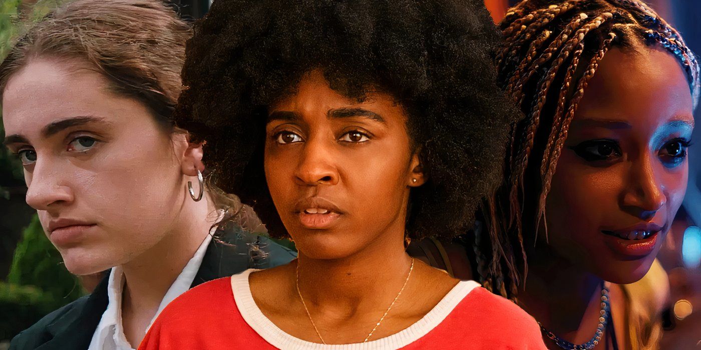 Blended image of Rachel Sennott in Shiva Baby, Ayo Edibiri in Bottoms, and Amandla Stenberg in Bodies Bodies Bodies