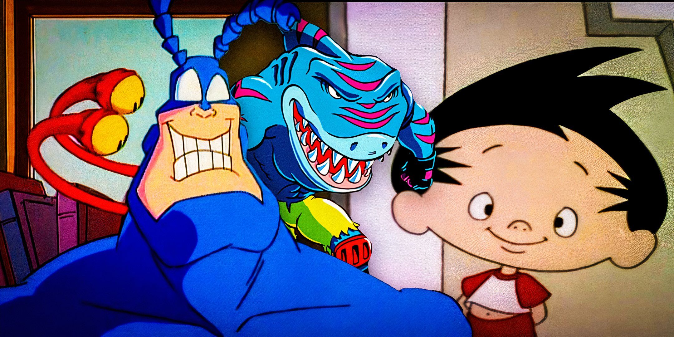 Custom image of characters from Street Sharks, The Tick, and Bobby's World. 
