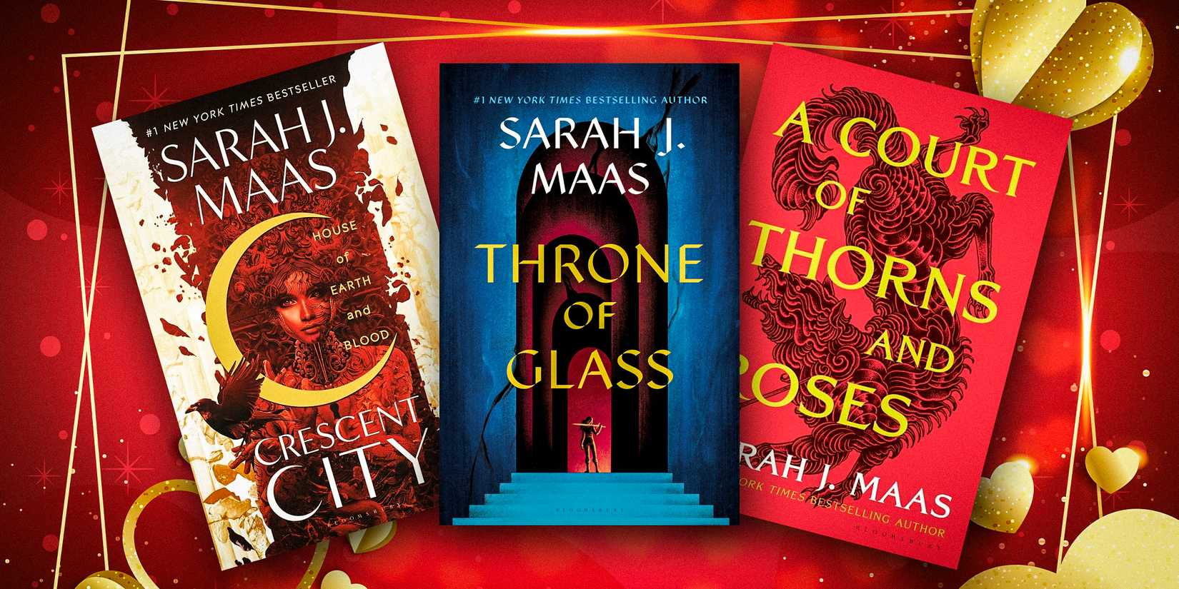 All three Sarah J. Maas Fantasy Series Book Covers