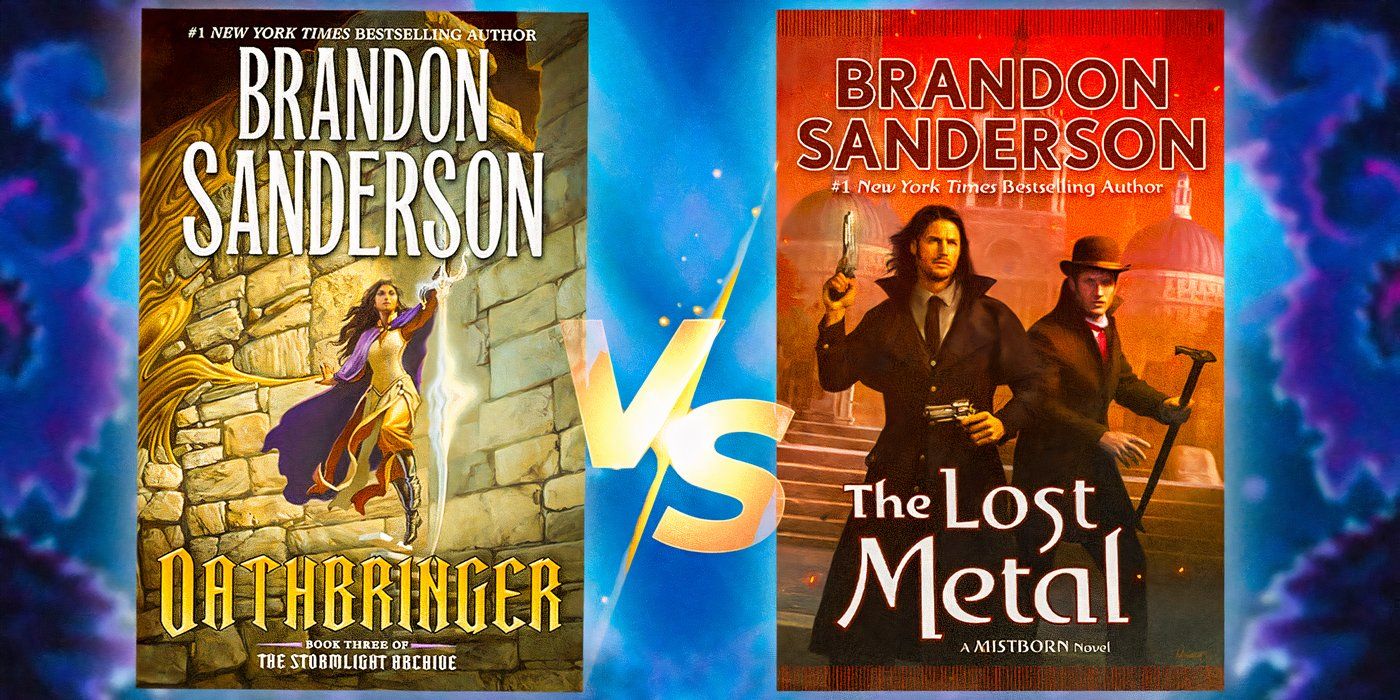 Book covers for The Stormlight Archive Oathbringer and Mistborn The Lost Metal Brandon Sanderson