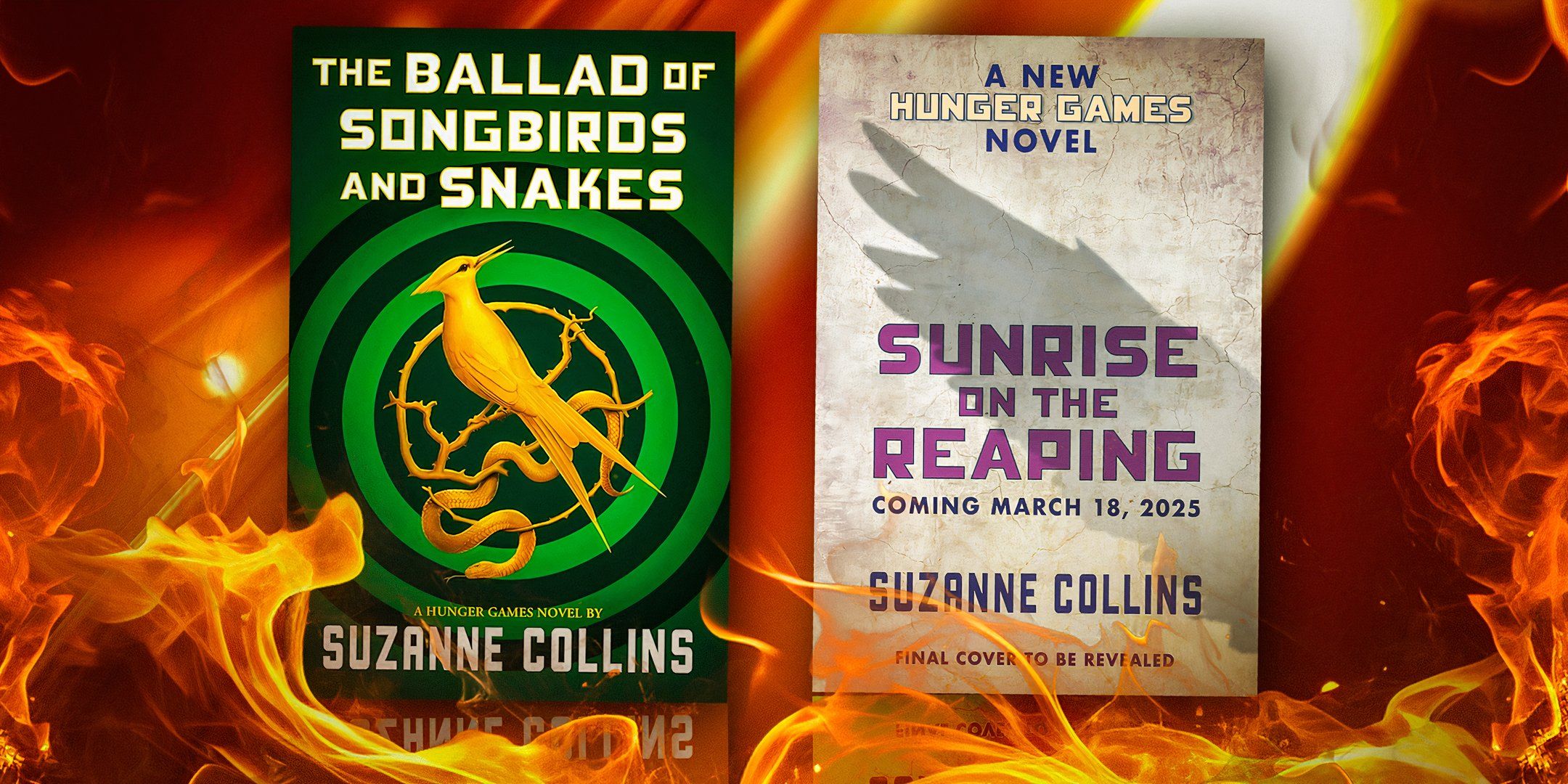 Book covers of The Ballad of Songbirds and Snakes and Sunrise on the Reaping