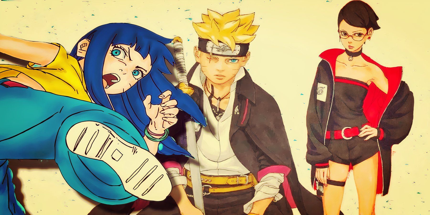 Feature header featuring Boruto, Sarada, and Himawari